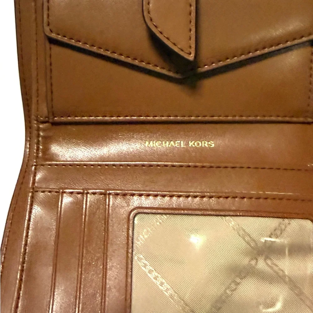 Michael Kors Tan Leather Wallet with Gold Accent
